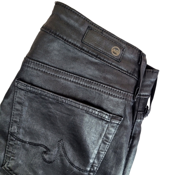 AG faux Leatherette Modal Farrah skinny ankle Black moto  27R pants - Picture 6 of 9